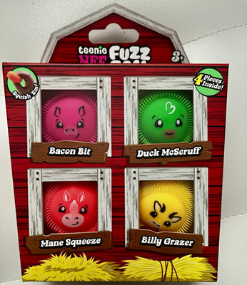 100% AUTHENTIC NeeDoh Teenie Fuzz Ball Farmyard 4pc Squishy Set Multicolor