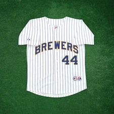 Hank Aaron Milwaukee Brewers Men's Home White Jersey