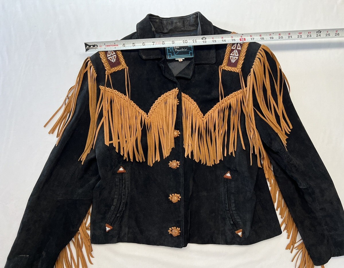 ジャケット・アウター aere eco suede half coat Echo Mountain by ArtBlack Suede Fringe Jacket Native American Size