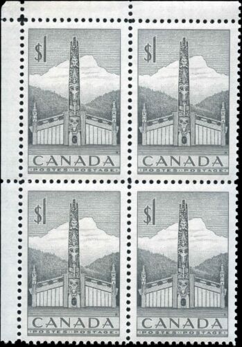 Canada Mint NH VF Block $1.00 Scott #321 1953 Totem Pole Issue Stamps  - Picture 1 of 2