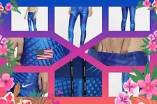 Nike Dri-Fit Team USA Speed Womens Mid-Rise 7/8 Running Leggings CV0423-406 Sz M