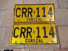 Colombia  COROZAL license plate pair  #  CRR 114