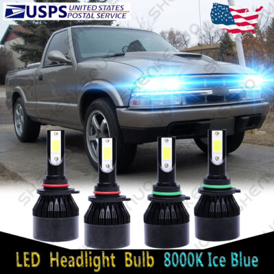 For Chevrolet S10 1998-2003 - 4PC 8000K LED Headlight High & Low Beam Bulbs C9L