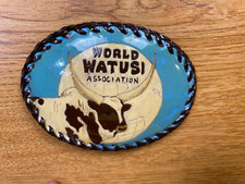 Vintage World Watusi Association Leather Belt Buckle
