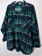 Maurices Womens Fleece Shirt 4x Green Navy Plaid Shackit Pockets Tunic Plush New