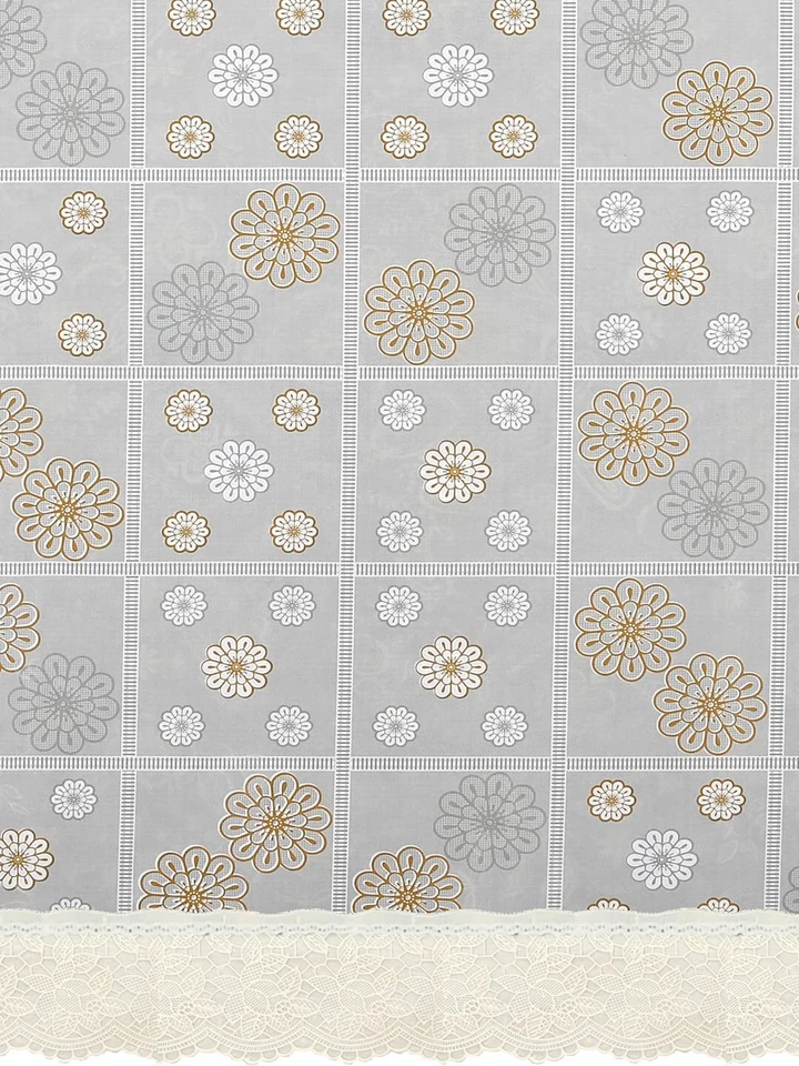 PVC Table Cover Grey Base with White Print 60x90 Inches 6 Seater US - Image 4 of 4