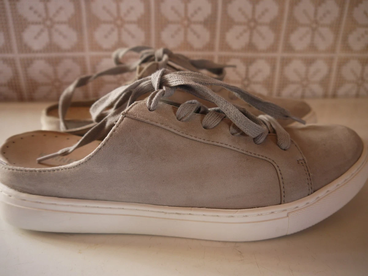 Kenneth Cole Suede Kinsley Lace Up Sneaker Mules Light Gray Women s Size 8.5 M