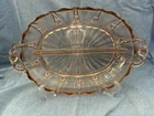 ANCHOR HOCKING 1930s PINK DEPRESSION GLASS RELISH SERVING DIVIDED OYSTER PEARL