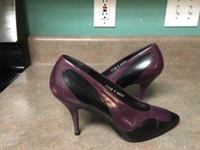 Women's MARIO VALENTINO Two Tone Purple & Black Heels Shoes Size 8 AA (CON15)