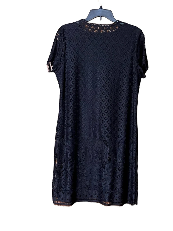 Isaac Mizrahi Live! Vestido Little Negro Forrado Encaje Superpuesto Manga Corta Mediano Foto 2 de 4