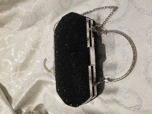 NEU! Ausgefallene Fawziya Abendtasche, glitzerndes schwarzes Netz, silberne Akzente! Hochzeit/Abschlussball - Bild 11 von 11