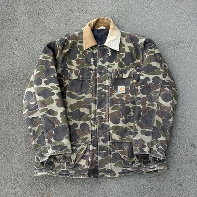 Vintage 80s Carhartt Duck Camo Quilted Jacket Size Large CQ103 