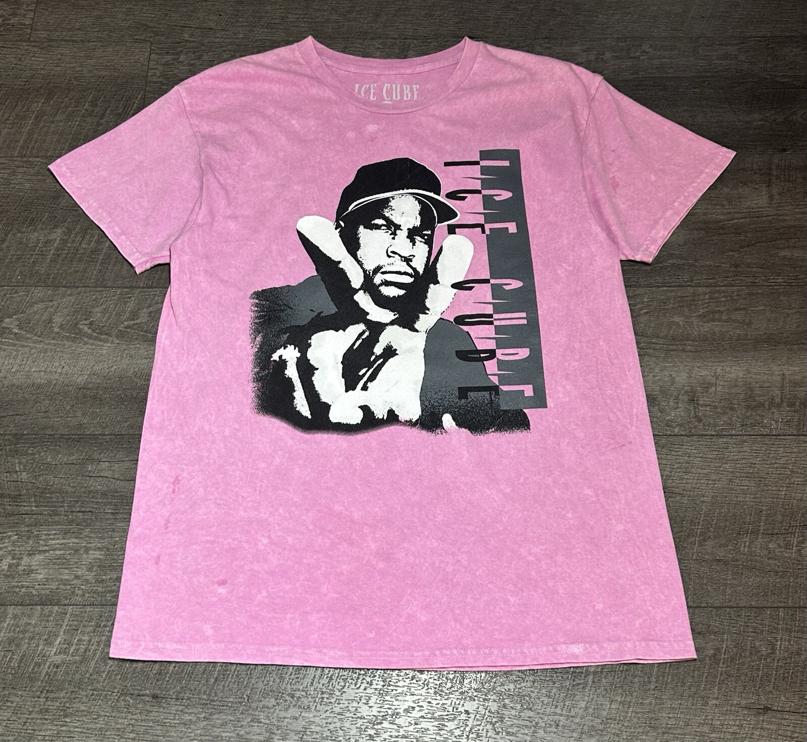 FILA T shirt uomo Ice Cube NWA Death Row grafica rap maglietta rosa S S crew taglia L