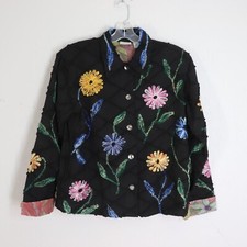 Vtg Classic Elements Jacket L Black Multicolo...