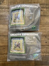 Two Creative Expressions Gingham Garden Pillows Needlepoint Kit 3822 Vtg 1982