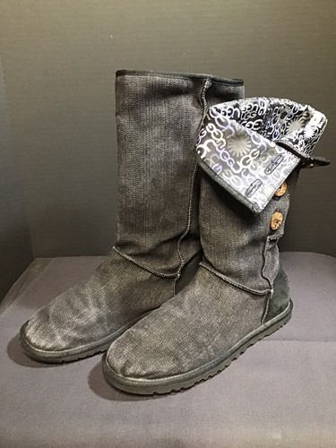 Denim Black Fabric Boots 