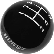 5 speed logo imprinted shift knob BLACK 3/8"-16 for Hurst chrome shifter sticks