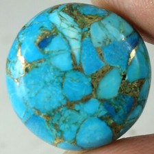 Natural Sky Blue Copper Turquoise Round Cabochon Gemstones 17.30Cts 15x 15x 06mm