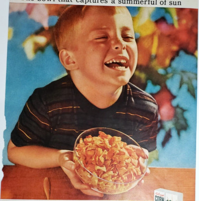 Powerful Sun Kelloggs Corn Flakes Cereal Vintage Ad Magazine Print Boy