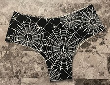 NWT VICTORIA'S SECRET PINK BLACK WHITE SPIDER WEBS HALLOWEEN CHEEKSTER PANTIES
