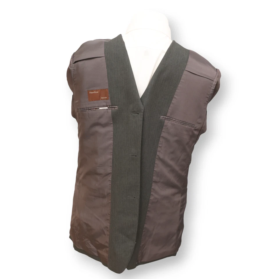 PERRY ELLIS mens charcoal gray three button sport coat suit jacket blazer 42 L - Image 4 of 4