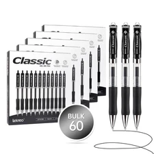 Classic Retractable Gel Roller Pens 60-Pack, 0.7mm Fine Point with Black Ink