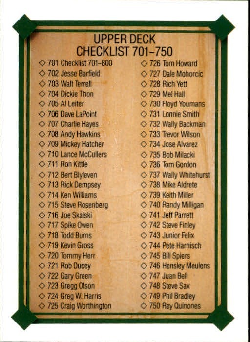 1989 Upper Deck Baseball (601-800) - You Pick - FREE SHIPPING 5+ Cards NM