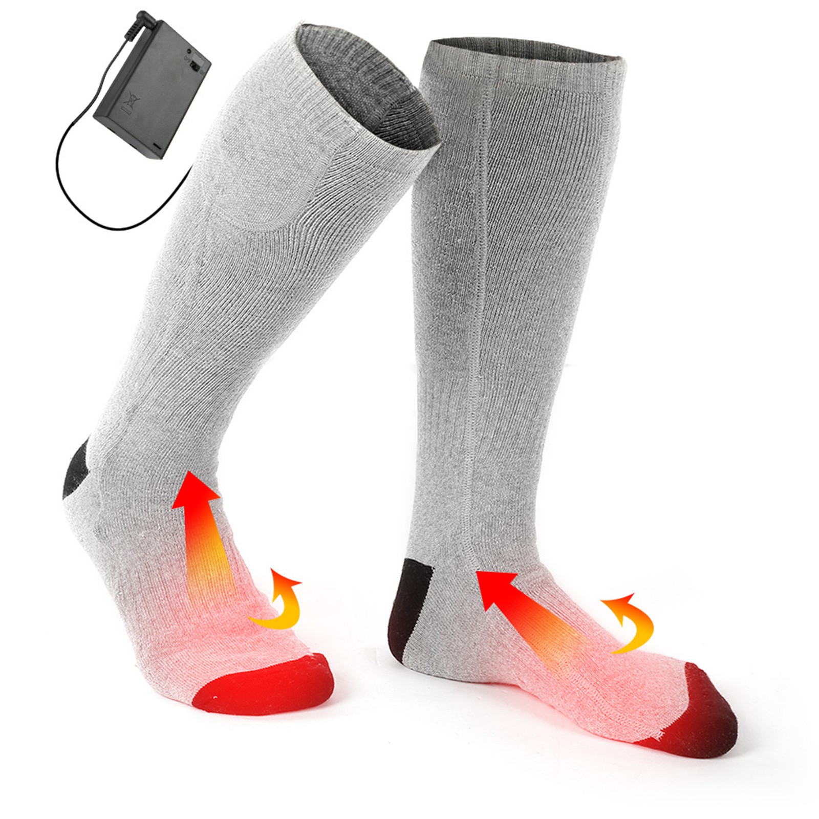 1 Pair Electric Heating Socks Thermal Cotton Warming Black Sole For Men Women.