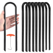 Trampoline Ground Wind Stakes Anchors High Wind Heavy Duty, 8 Pack 12 Inch U-...