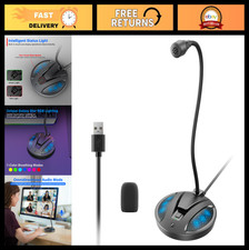 USB Computer Microphone with Gooseneck, Noise Canceling, Mute Button for Podcast