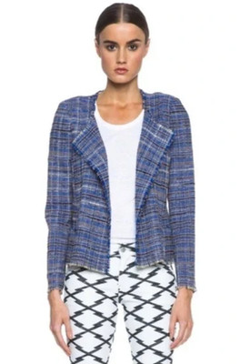 ISABEL MARANT  Size 36 or Small Gaylord Summer Cowens Jacket Tweed Blue Wrap