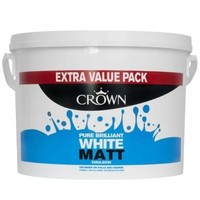 Crown Matt Emulsion Pure Brilliant White Wall  Ceiling Paint Size 2.5L, 5L
