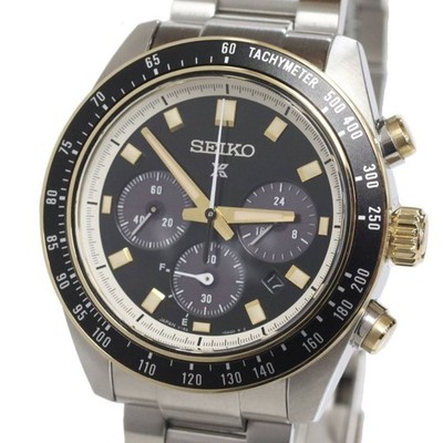 [ Sehr gut]SEIKO PROSPEX SPEEDTIMER SBDL Serie Schwarz Gold Solar Chronograph