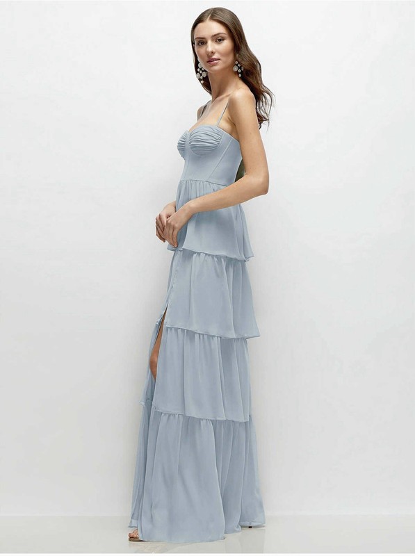 Dessy Collection Chiffon Sleeveless Bridesmaid Dress Mist Size 2-R MPN 3160