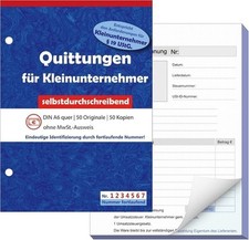 A6 Quittungsblock mit Durchschlag Kleinunternehmen Rechnungsblock 2x50 Blatt