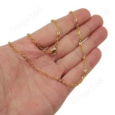 Real 18K Yellow Gold Filled Tarnish-Free 18inch 2.4mm Cable Chain Necklace F146G