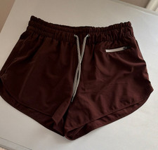 Vuori Women's Brown Shorts, Elastic, Drawstring, Lined, Size S, 4" inseam
