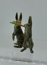 Bunny Rabbits with Carrot Austrian Vienna Bronze Circa 1900 Easter Rabbit