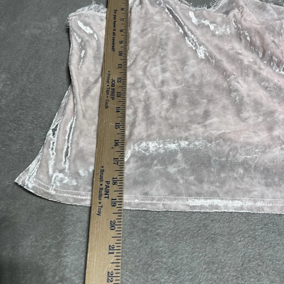 Top Danskin Mujer Mediano Encaje Ribete Terciopelo Cami Rosa Coqueta Delicada Hada Foto 2 de 4