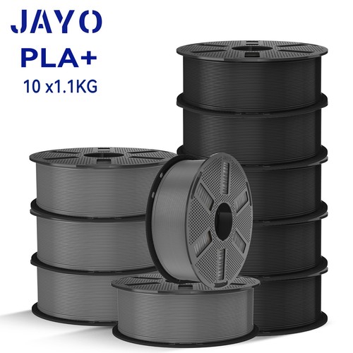 JAYO 10×1.1KG PLA+ Black & Gray 3D Printer Filament 1.75mm High Adhesion Neatly