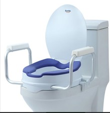 Raised Toilet Seat Risers for Seniors, Padded Elevated with Handles, 5in 300 LBS