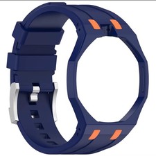 Silicone Watch Strap Compatible with Swatch Royal POP - Navy - Crown 12 o'clock