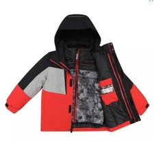 Boys All Season Jacket 6/7 Hooded 3 in 1 Weather Resistant Black Red Zeroxposur