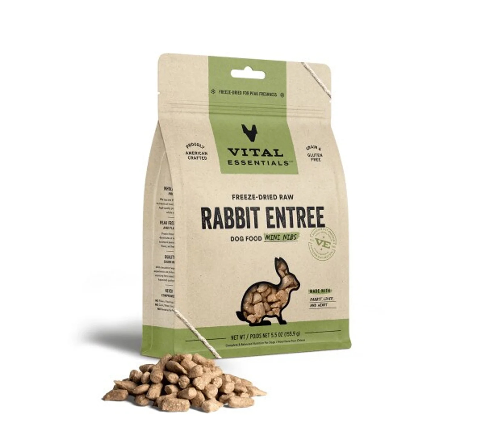Vital Essentials Freeze-Dried Raw Rabbit Dog Food Mini Nibs - 5.5 oz