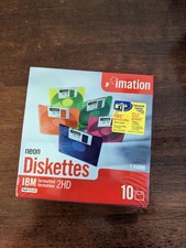 Imation Neon 3.5 Floppy Diskettes 10 Pack Ibm Formatted 1.44mb 2hd New Sealed