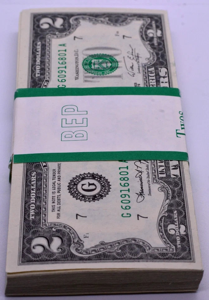 BEP WRAPPED SEQUENTIAL PACK 100 - 1976 $2 TWO DOLLAR FEDERAL RESERVE NOTES - Image 2 of 2