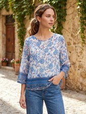 Luftige Boho-Bluse mit Paisley-Print & Ornamenten
