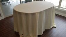 Ivory Tablecloth Polyester Fabric Rectangular 90" x 132"  10 Napkins Wedding