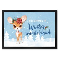 Rehkitz FußMatte In 35X50 Cm Mit Spruch Willkommen Im Winterwunderland
