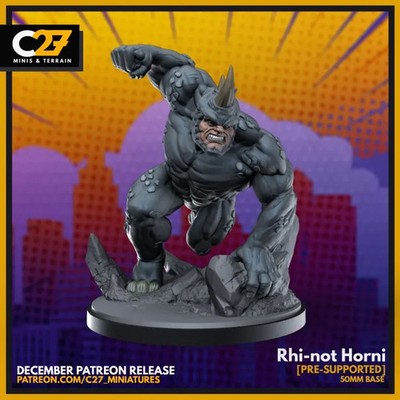 C27 - Spider Foes Rhino Fan Sculpt (40mm Marvel Crisis Protocol Scale)
